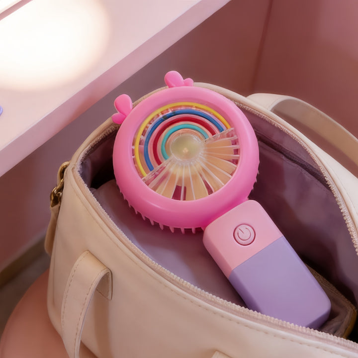 Women's Portable LED Fan with Playful Animal Design Bowlift