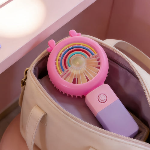 Ladies portable handheld fan with LED lighting and flexible design Bowlift