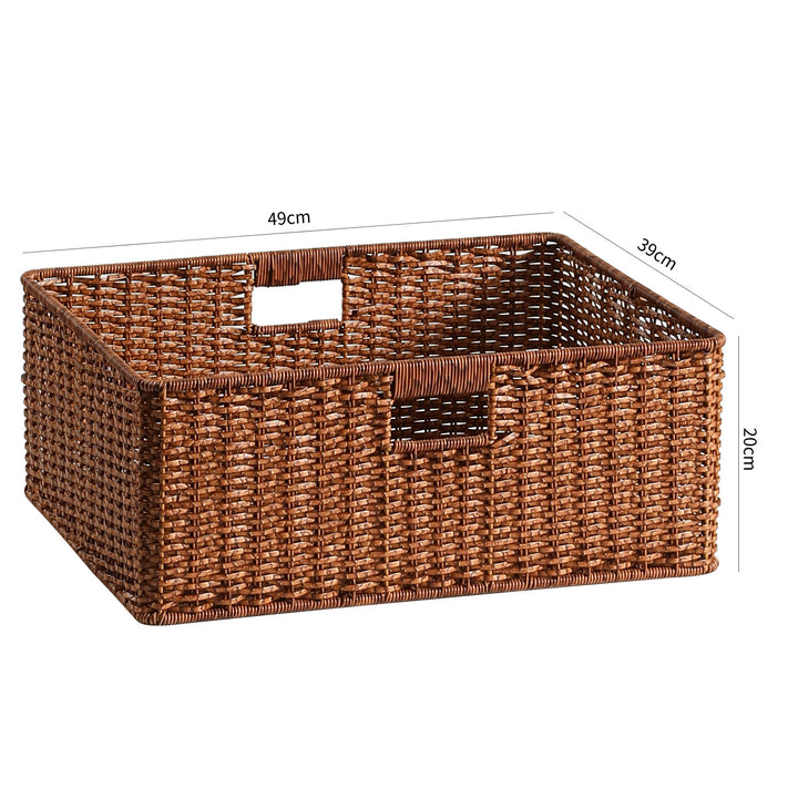 Handwoven Rectangular Storage Basket with Cut-Out Handles Bowlift