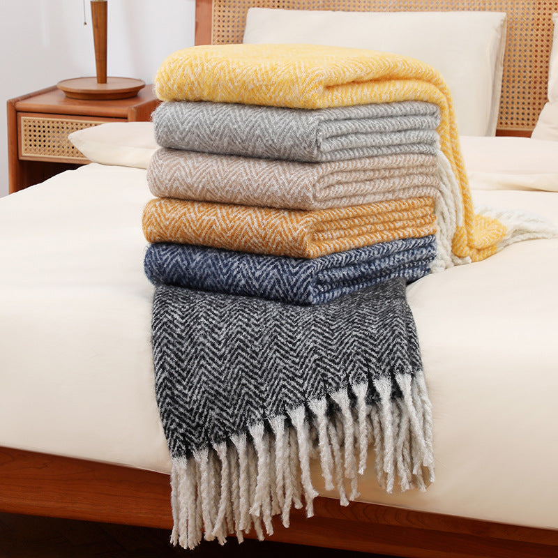Stylish Herringbone Throw Blanket