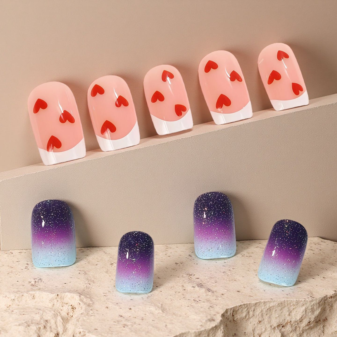 Nail Art Set with Romantic Heart Design Bowlift