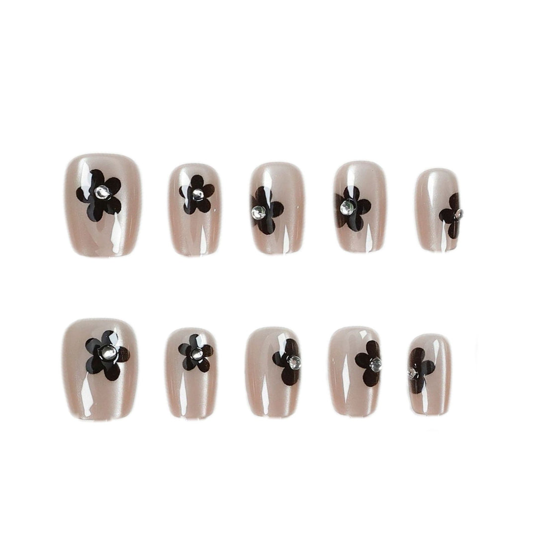 Floral Glitter Press-On Nail Art Bowlift