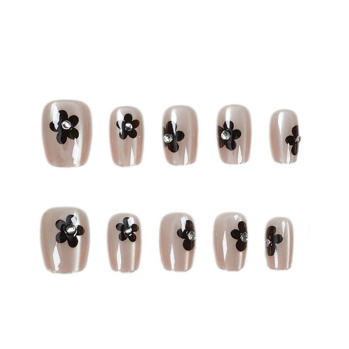 Floral Glitter Press-On Nail Art Bowlift
