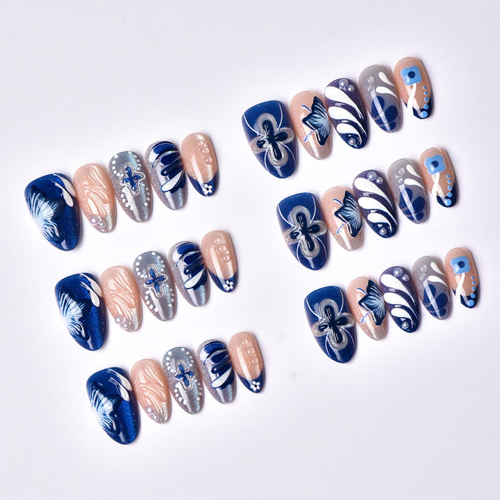 Artistic Floral Press-On Nail Tips Set Bowlift