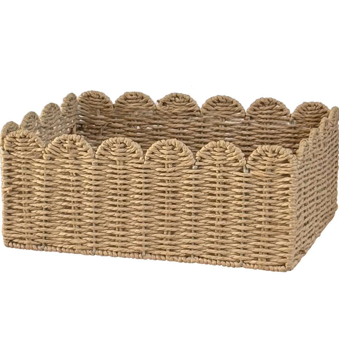 Handcrafted storage basket with playful wave edge Bowlift
