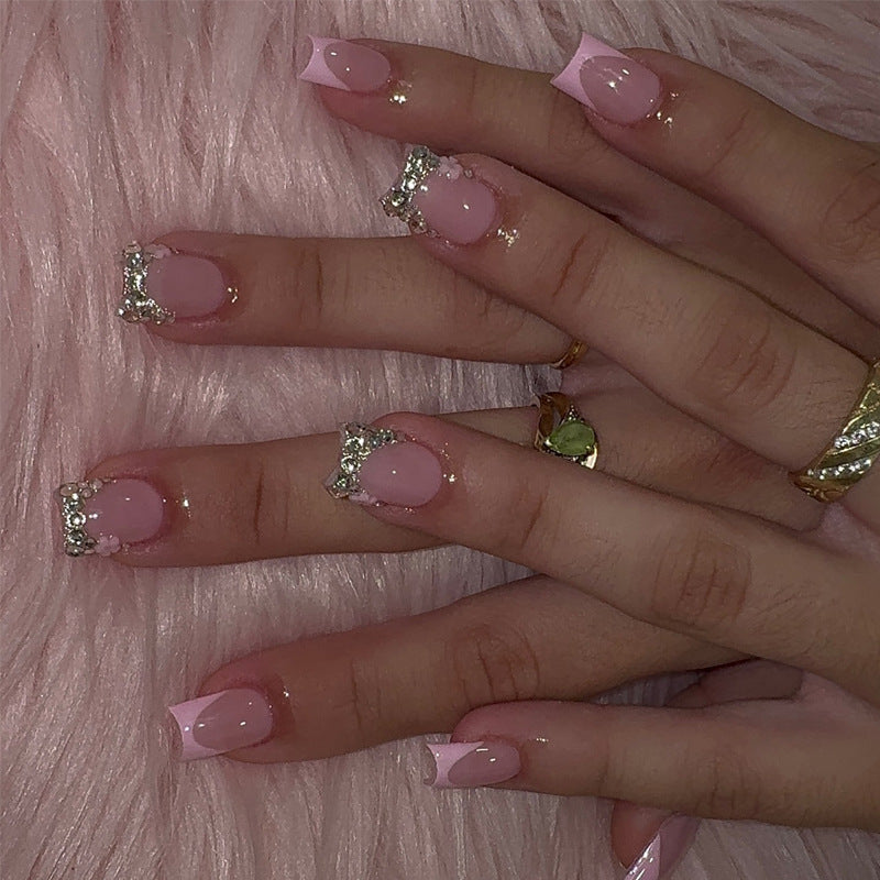 Decorative Rhinestone-Embellished Press-On Nail Tips Bowlift
