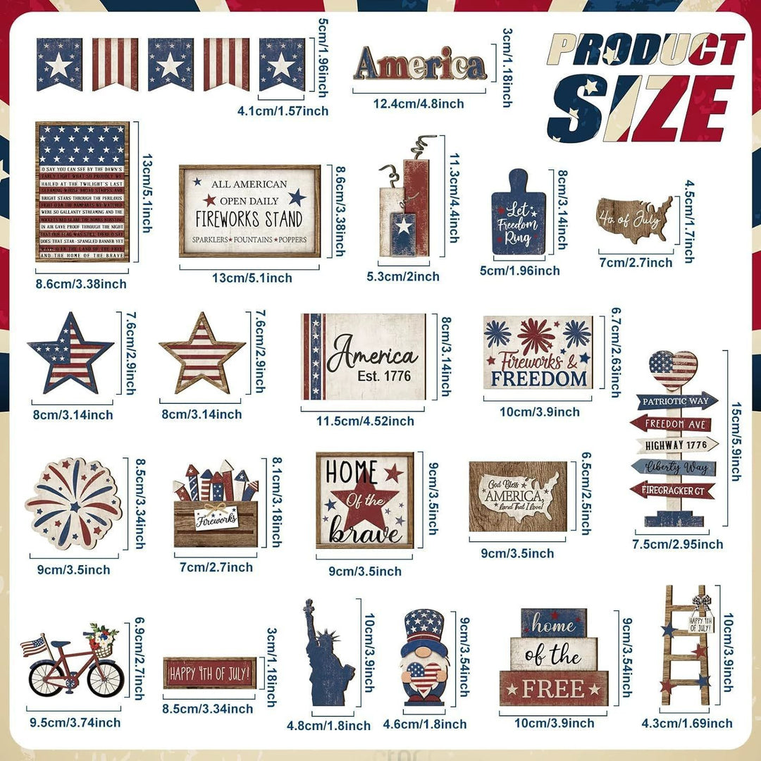 Unisex nan patriotic wood decor set for wall and door with versatile USA motifs Bowlift