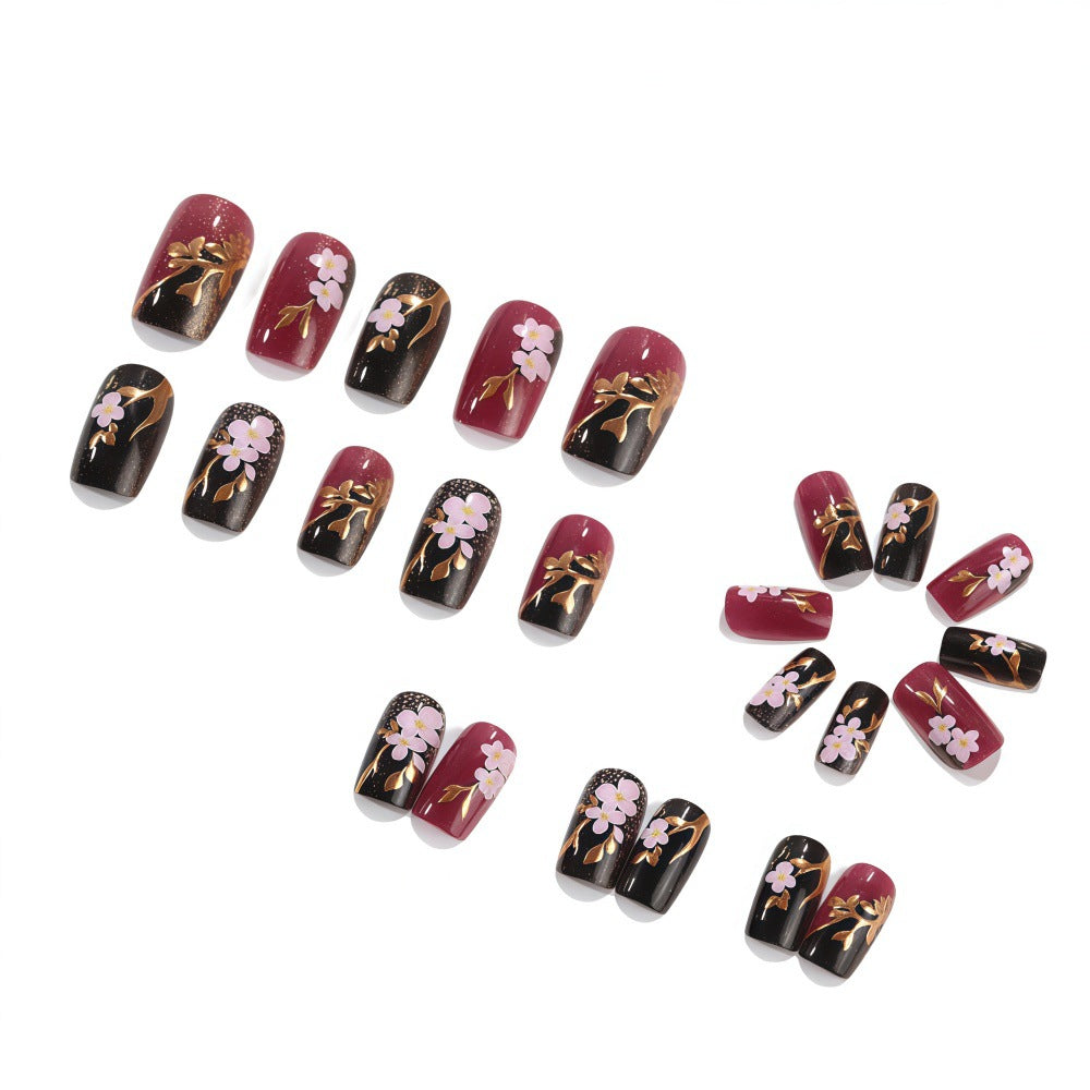 Artificial nails with elegant floral accents Bowlift