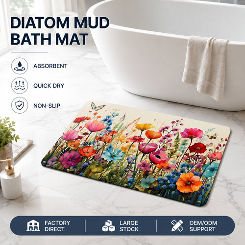 Floral-Themed Comfort Bath Mat Bowlift