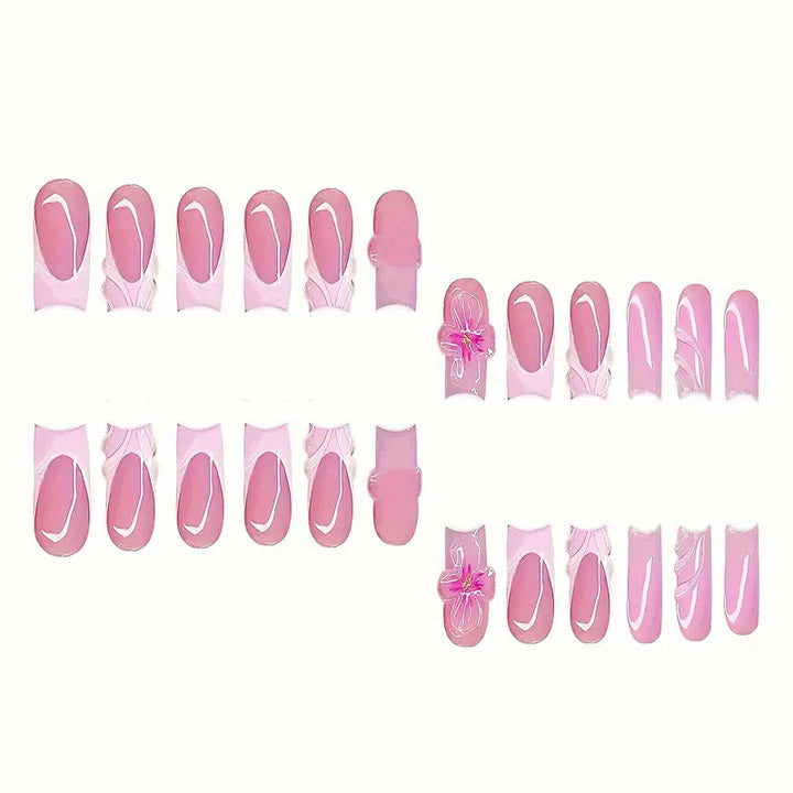 Floral Decorative Press-On Nail Set Bowlift