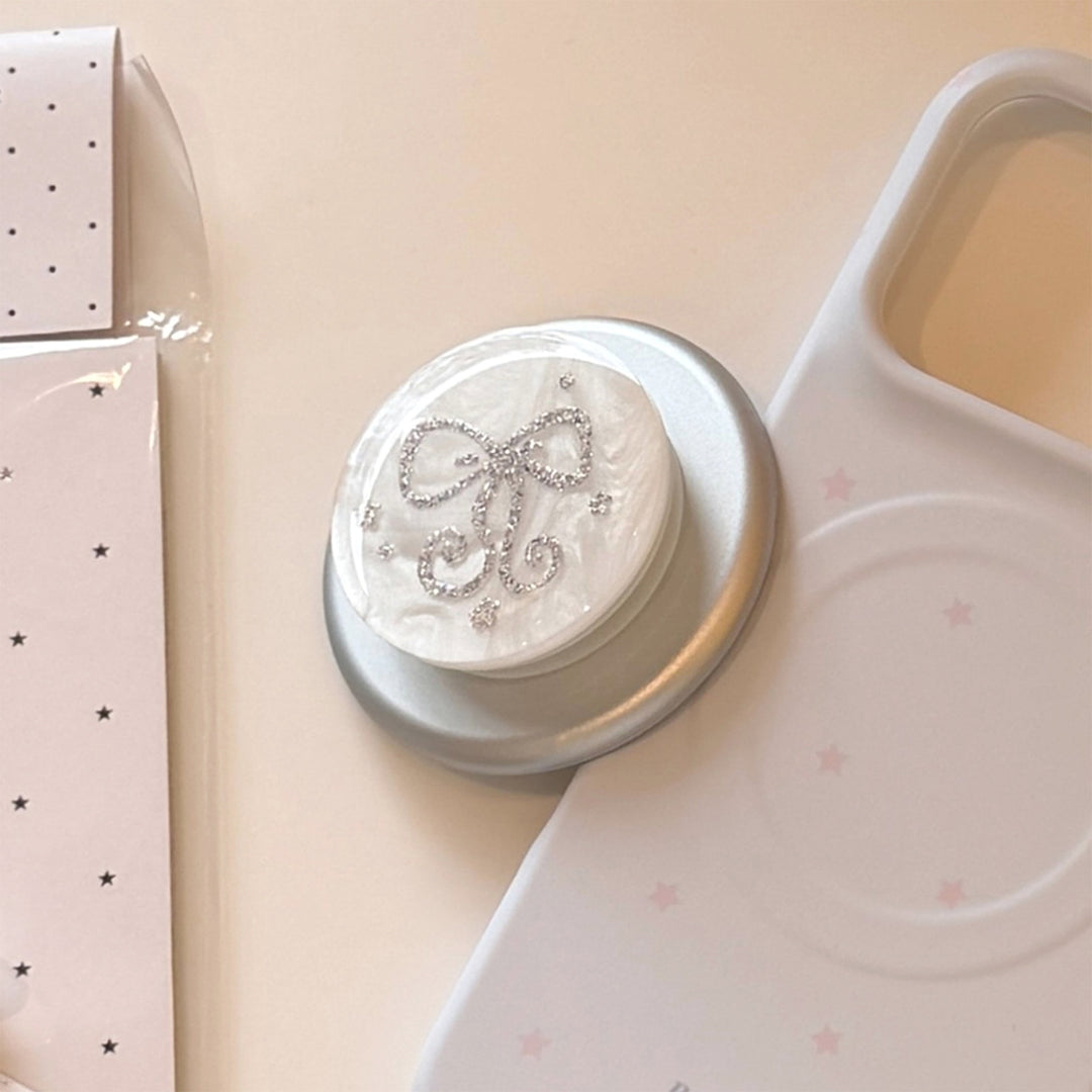 Stylish smartphone finger holder with glitter bow design Bowlift