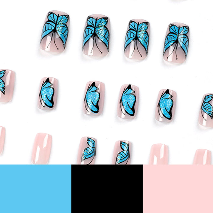 Artificial Nail Art Design with Butterfly Motif Bowlift