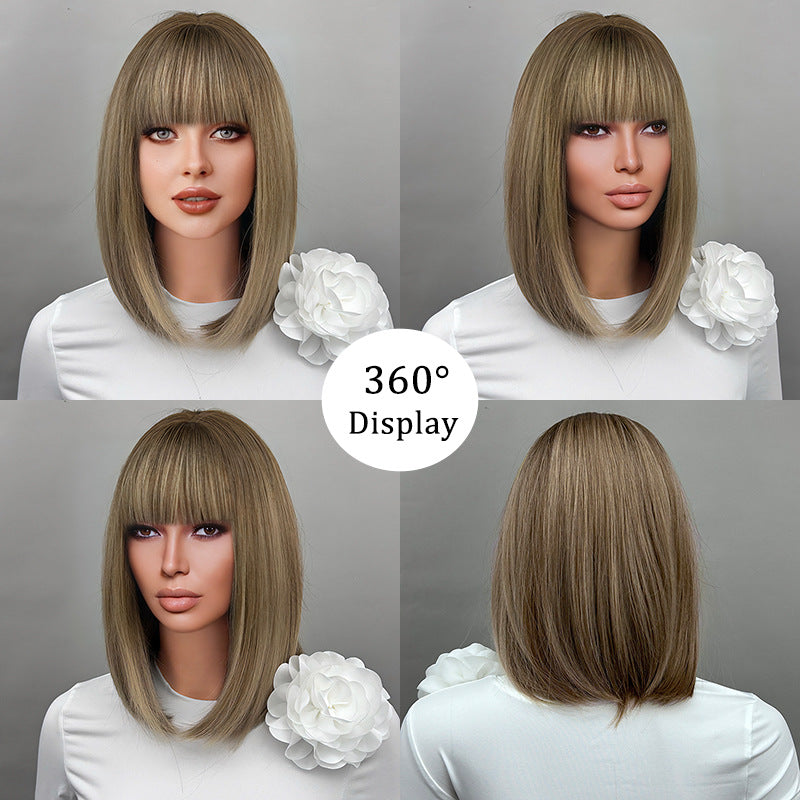 Shoulder-Length Straight Bob Lace-Front Heat-Resistant Synthetic Wig