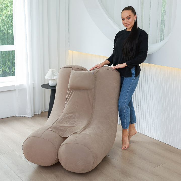 Women's Ergonomic Inflatable Relax Lounger with Headrest Bowlift