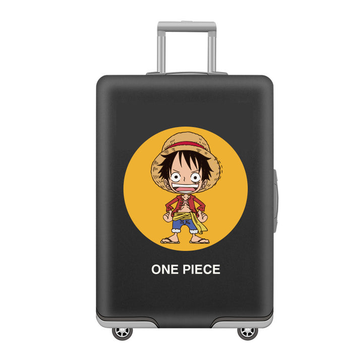 Unisex nan elastic motif suitcase cover made of stretchable polyester with handle and wheel openings Bowlift