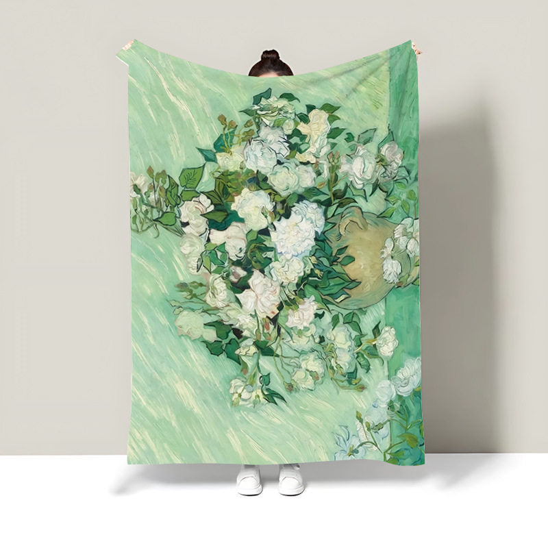Artistic Floral Print Throw Blanket