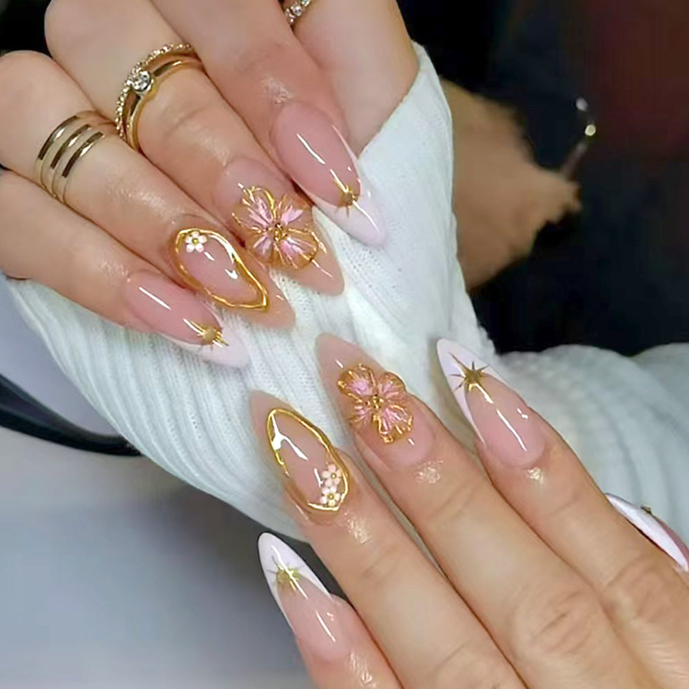 Elegant Floral Gel Nail Art Bowlift
