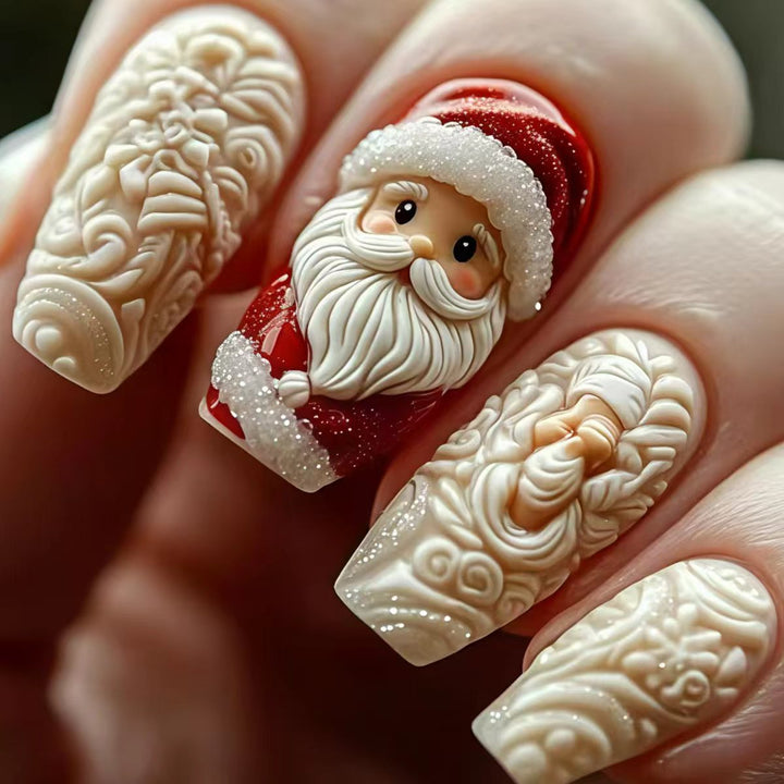 Christmas nail art with festive Santa motif Bowlift