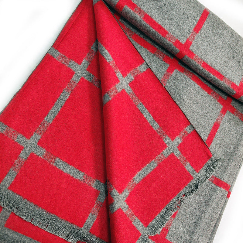 Women's Elegant and Warm Scarf with Modern Check Pattern Bowlift
