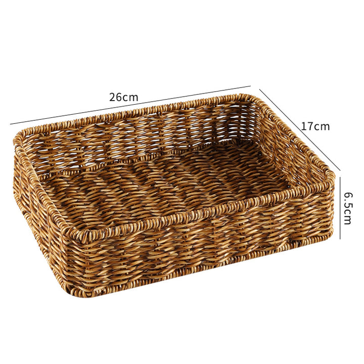 Handwoven Rectangular Wicker Storage Basket Bowlift
