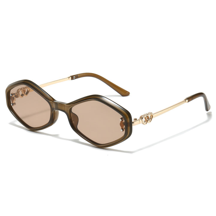 Geometric Frame Sunglasses with Rhinestone Accents Bowlift
