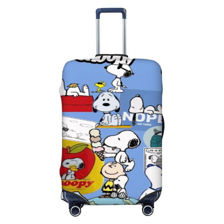Unisex nano elastic suitcase cover with Snoopy comic motif, stretchy protective cover for trolley with four wheels Bowlift