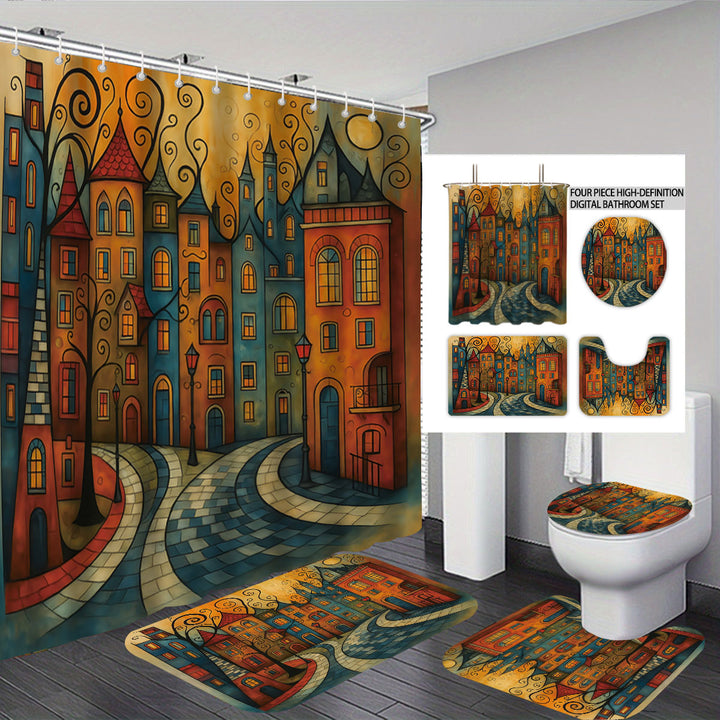 Artistic Cat-Theme Bathroom Decor Set Bowlift