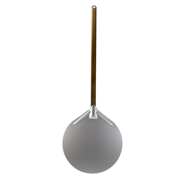 long wooden handled round aluminum pizza peel with reinforced neck Bowlift