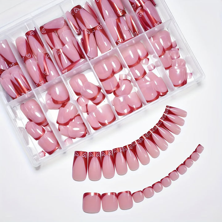 Heart-Design Press-On Nail Art Bowlift