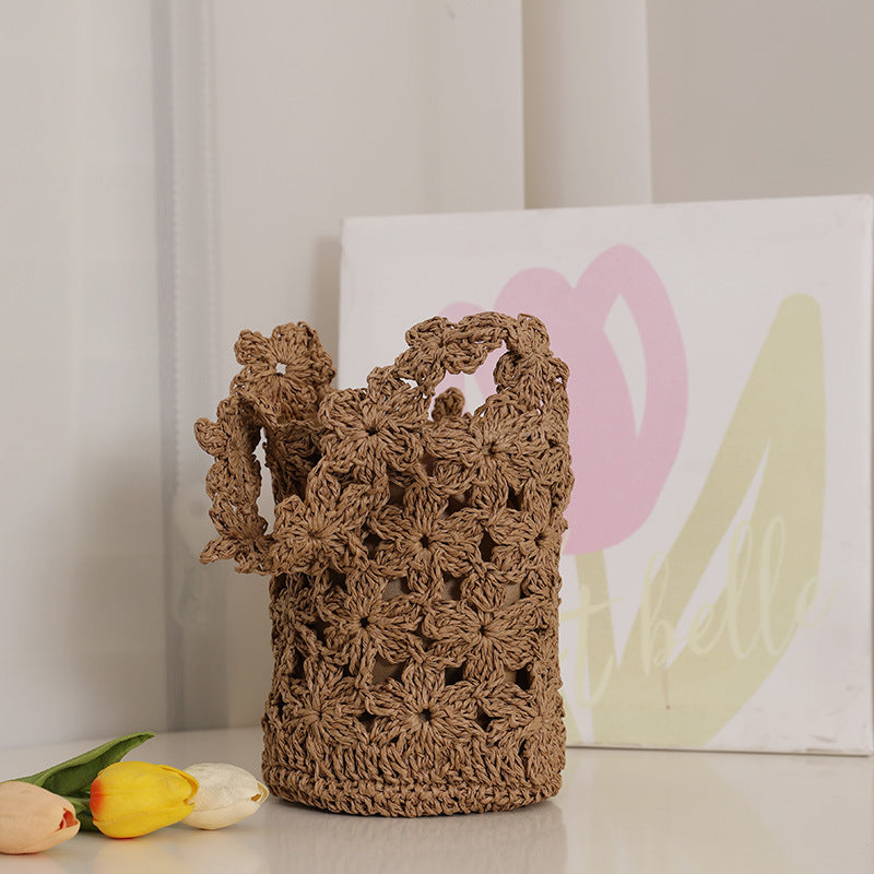 Handcrafted Macrame Bag In Floral Design Bowlift