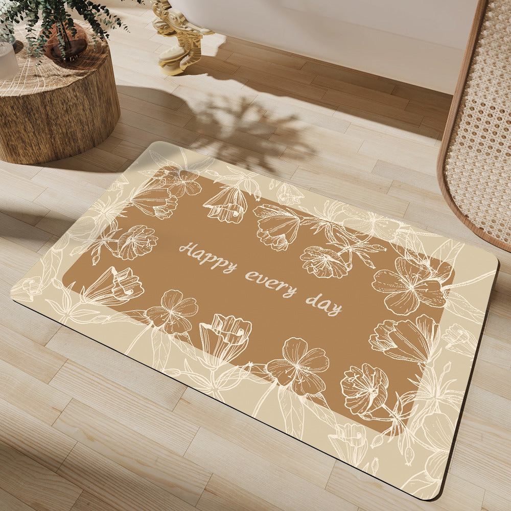 Floral Print Bath Mat Bowlift