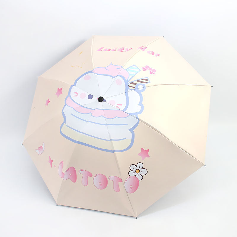 Women Folding Umbrella with Cute Animal Design Bowlift