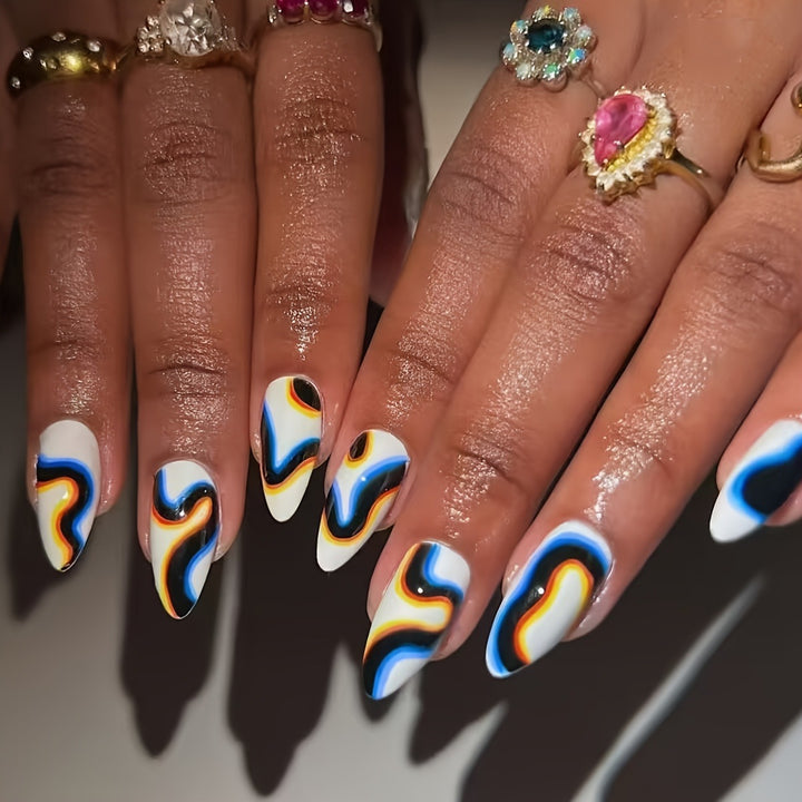 Artificial nails with modern wave design Bowlift