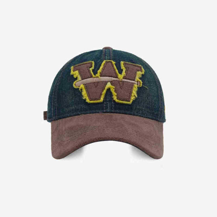 Men's Distressed Denim Baseball Cap Bowlift