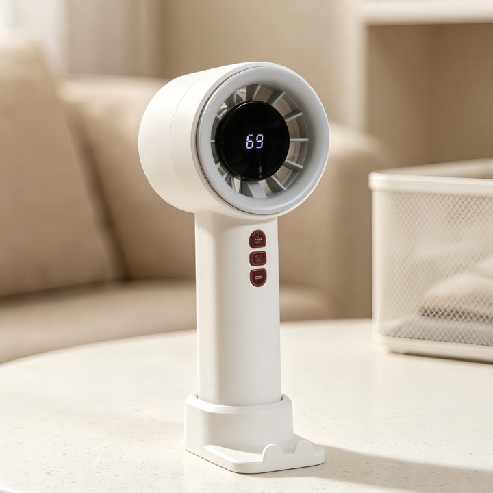 Women High-Performance Hand Fan with Digital Speed Display Bowlift