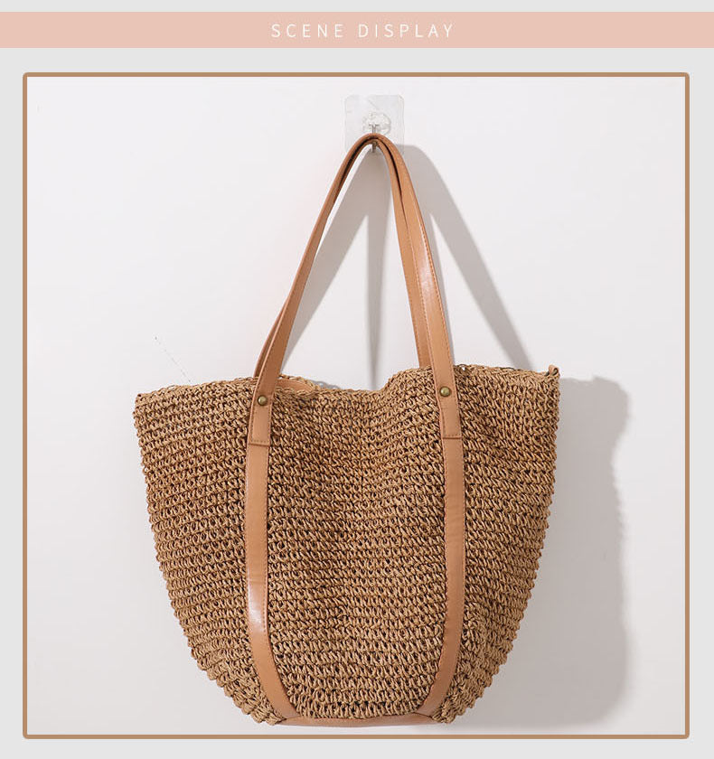 Large Braided Tote Bag with Adjustable Straps Bowlift
