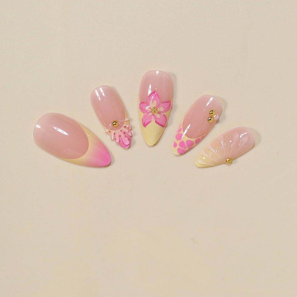 Floral Embellished Stiletto Nail Art Tips Bowlift