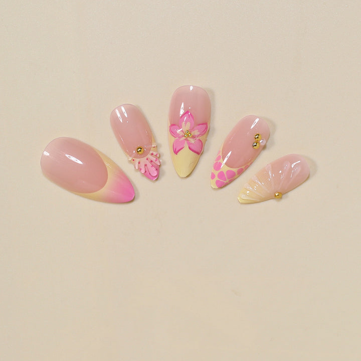 Floral Embellished Stiletto Nail Art Tips Bowlift
