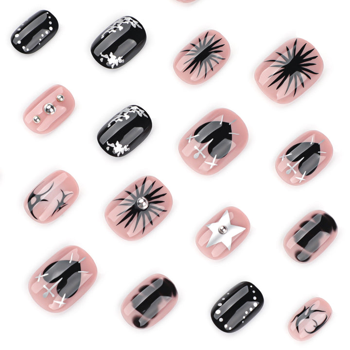 Artful nail design with elegant black and white design Bowlift