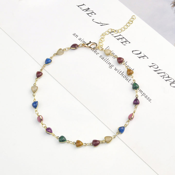 Heart-Shaped Beaded Anklet Bowlift