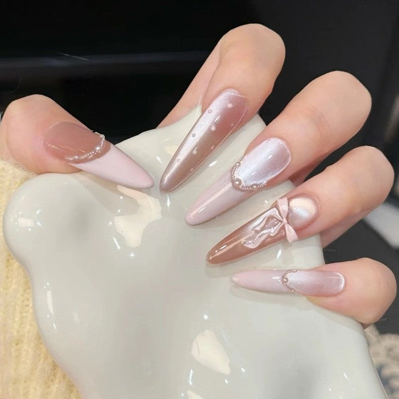 Artificial nail set with elegant tips and crystal accents Bowlift