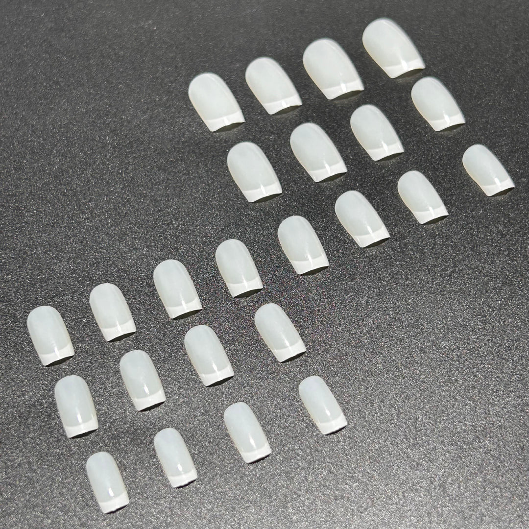 Elegant French Tip Press-On Nail Set Bowlift