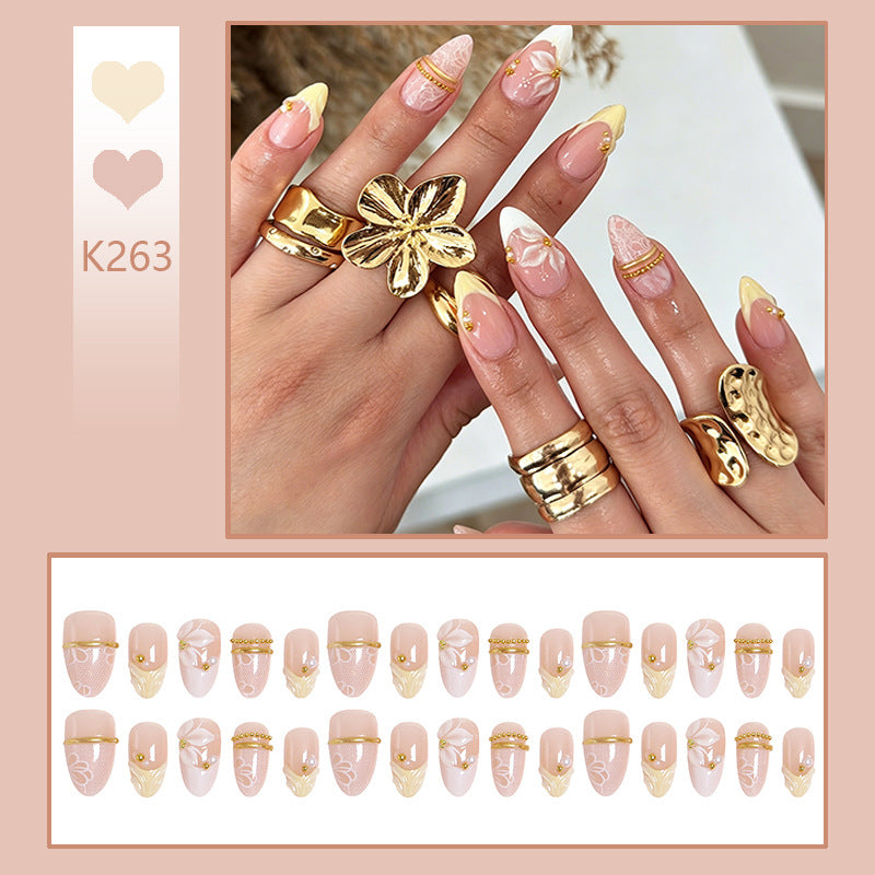 Artful nail tips with floral design Bowlift