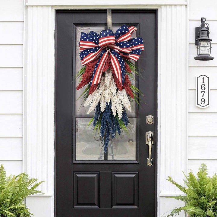 Unisex nan more patriotic door decoration swag with bow and intricate berry branches Bowlift