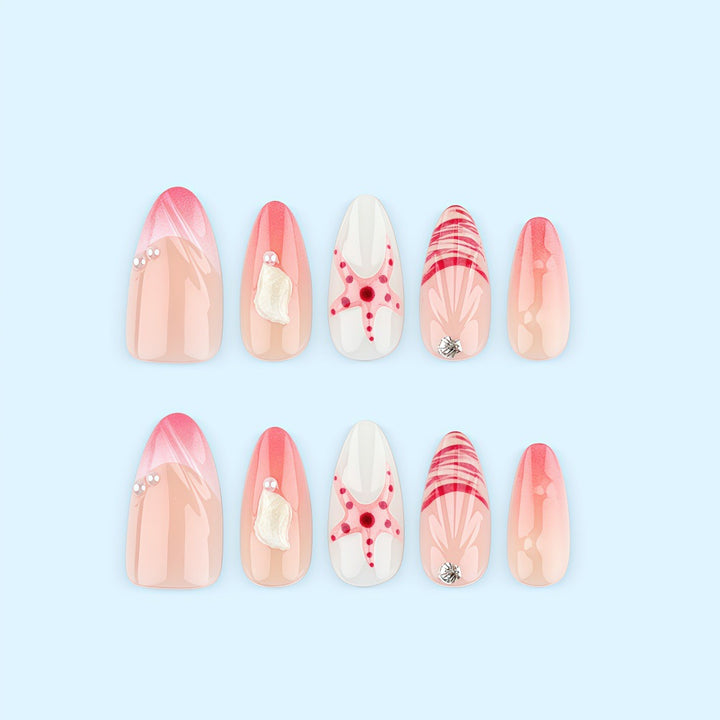 Elegant sea motif artificial nails Bowlift