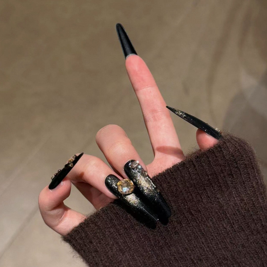 Premium Glittering Stiletto Press-On Nail Set Bowlift