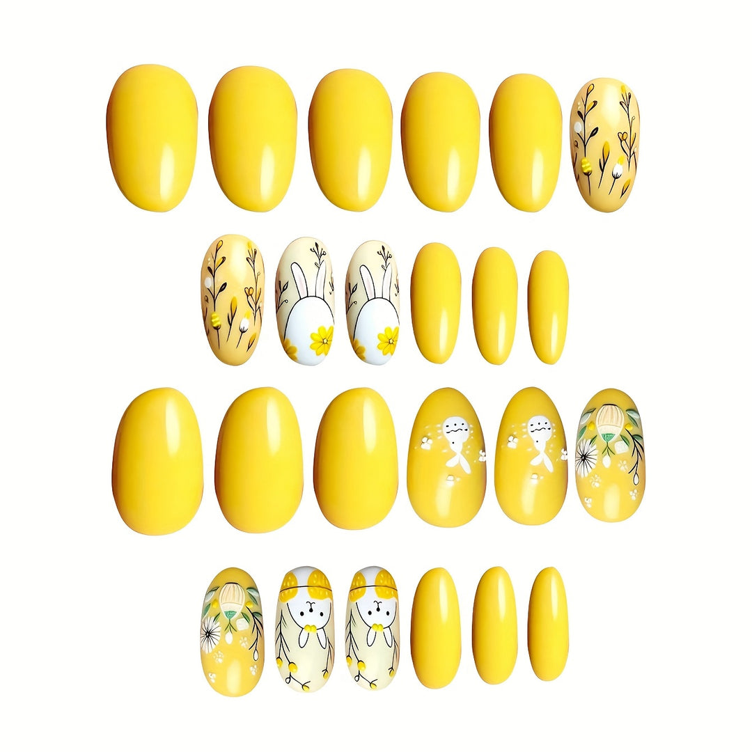 Bunny-Themed Easter Press-On Nail Art Bowlift