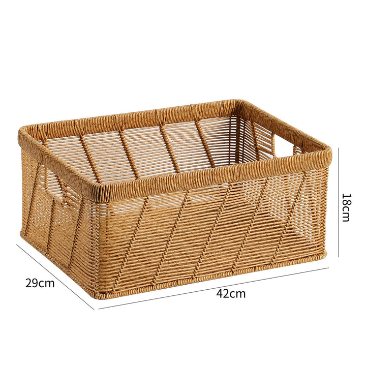 Decorative Handwoven Storage Basket with Cutout Handles Bowlift