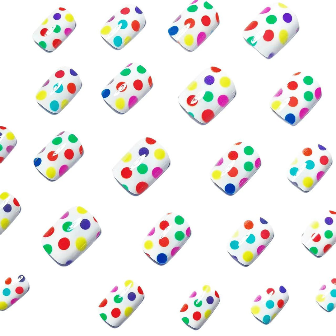 Artificial Nails in Colorful Polka Dot Pattern Bowlift