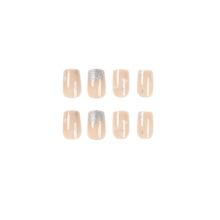 Glittering nail extensions with creative jewelry design Bowlift